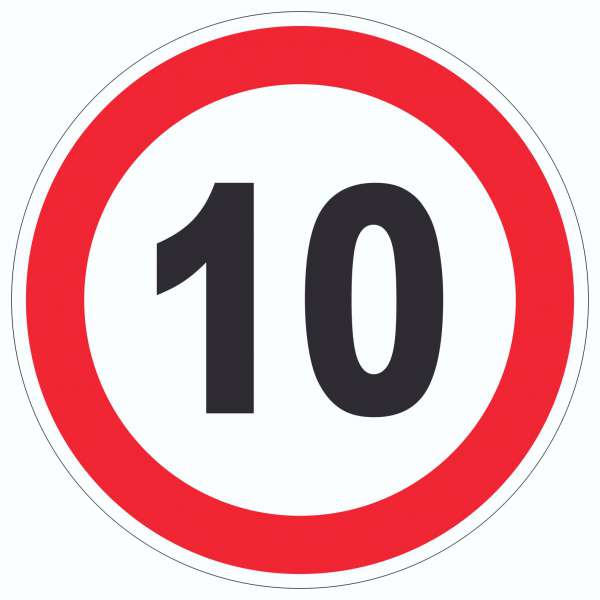 Tempo 10 km/h Geschwindigkeitsbegrenzung Aufkleber Kreis Symbol