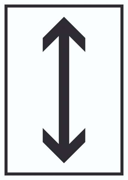 Richtungspfeil hoch runter Schild hochkant schwarz weiss Pfeil