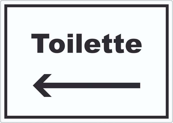 Toilette Aufkleber mit Text und Richtungspfeil links Klo WC waagerecht