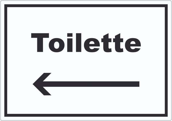 Toilette Aufkleber mit Text und Richtungspfeil links Klo WC waagerecht