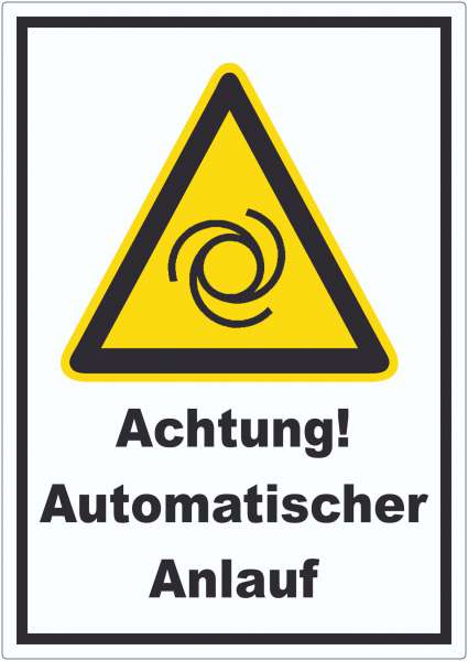 Achtung Automatischer Anlauf Aufkleber