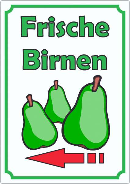 Frische Birnen Aufkleber Hochkant mit Pfeil links