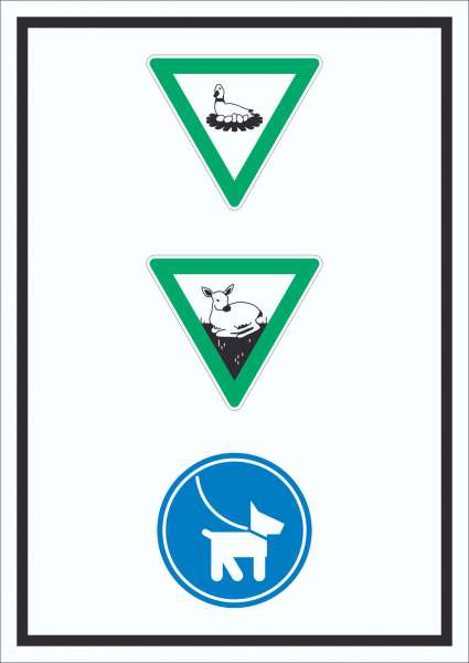 Brut- und Setzzeit Hund anleinen hochkant Symbol Schild