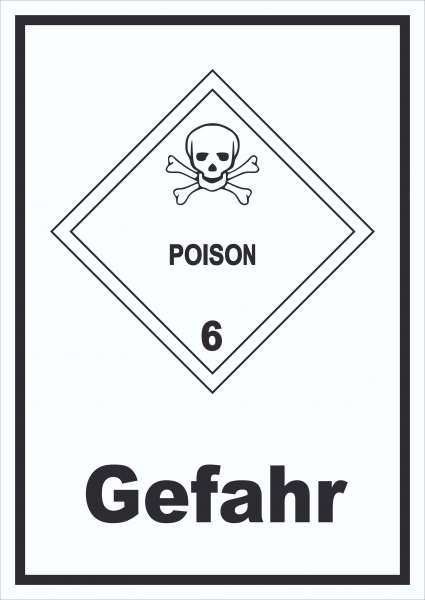 Schild Giftige Stoffe Gefahr Poison Totenkopf hochkant