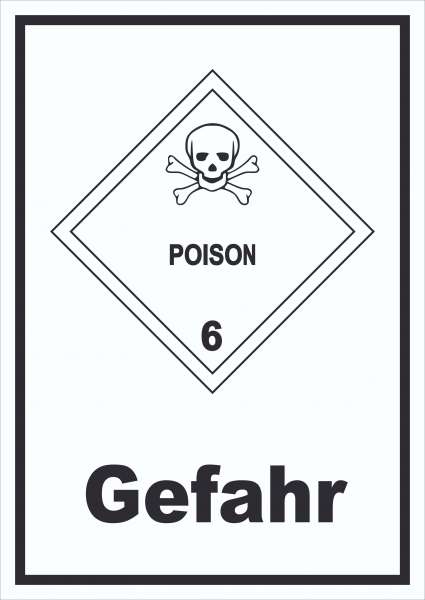 Schild Giftige Stoffe Gefahr Poison Totenkopf hochkant