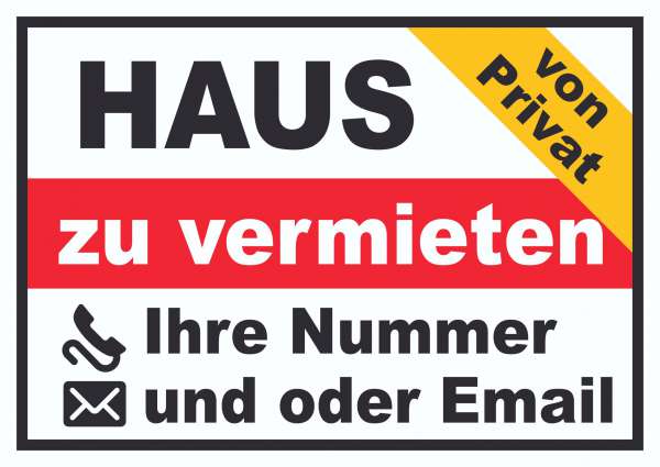 Haus zu vermieten von privat Schild