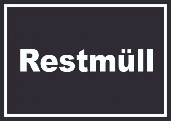 Restmüll Mülltrennung Schild mit Text waagerecht