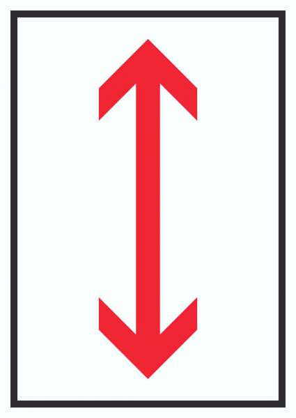 Richtungspfeil hoch runter Schild hochkant rot weiss schwarz Pfeil