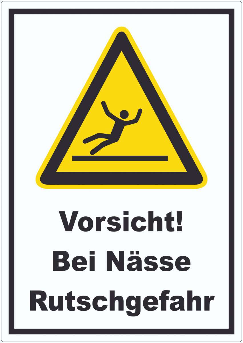 Vorsicht Bei Nässe Rutschgefahr Aufkleber | HB-Druck Schilder