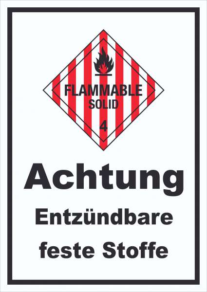 Schild Entzündbare feste Stoffe Flammable Solid hochkant
