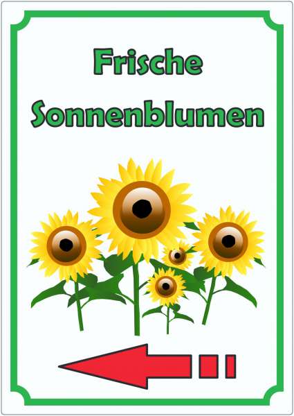 Sonnenblumen Aufkleber Hochkant mit Pfeil links