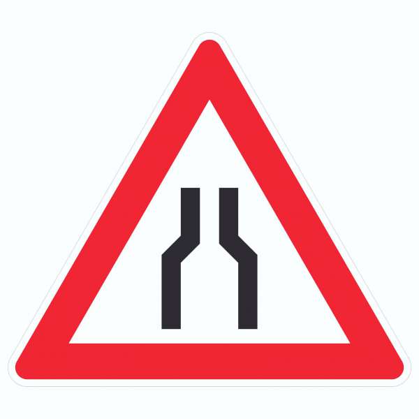 Aufkleber Dreick Achtung Verengte Fahrbahn Symbol