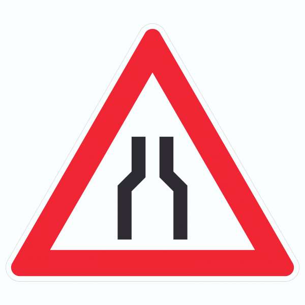 Aufkleber Dreick Achtung Verengte Fahrbahn Symbol