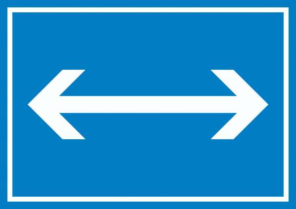 Richtungspfeil rechts links Schild waagerecht weiss blau Pfeil