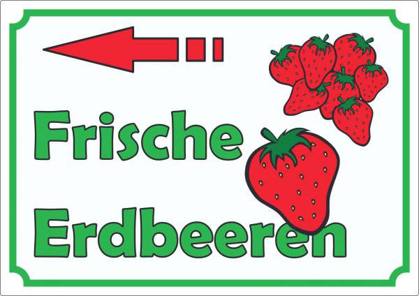 Werbeaufkleber Aufkleber Erdbeeren mit Pfeil nach links