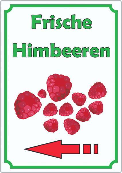 Frische Himbeeren Aufkleber Hochkant mit Pfeil links