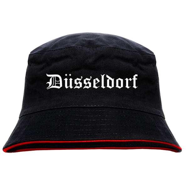 Düsseldorf Anglerhut - Altdeutsche Schrift - Schwarz-Roter Fischerhut