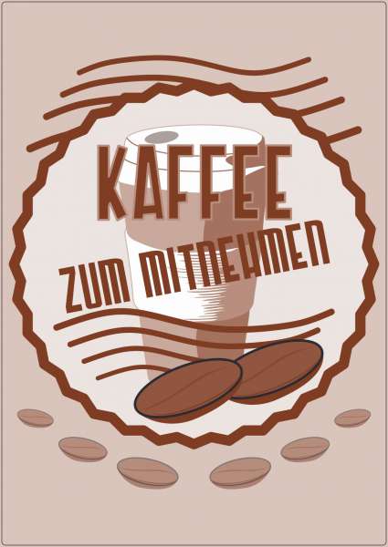 Werbeaufkleber Aufkleber Kaffee Mitnehmen Hochkant