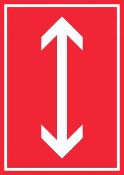 Richtungspfeil hoch runter Schild hochkant weiss rot Pfeil