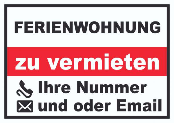 Ferienwohnung zu vermieten Schild