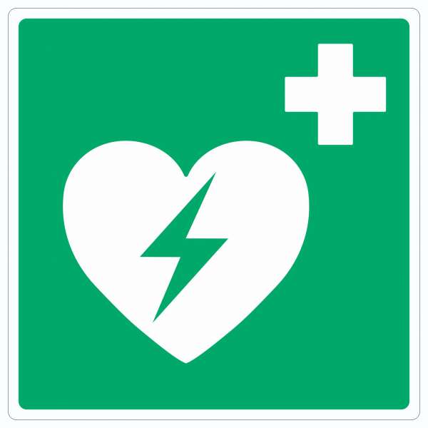 Defibrillator Symbol Aufkleber Quadrat