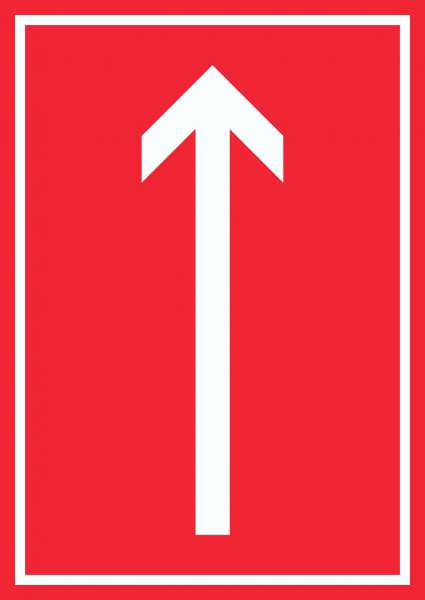 Richtungspfeil hoch Schild hochkant weiss rot Pfeil