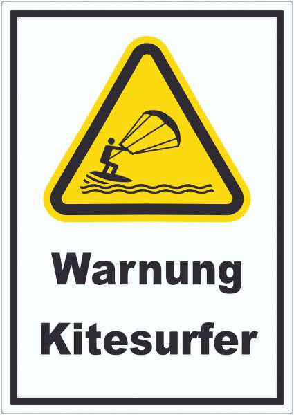 Aufkleber Warnung Kitesurfer