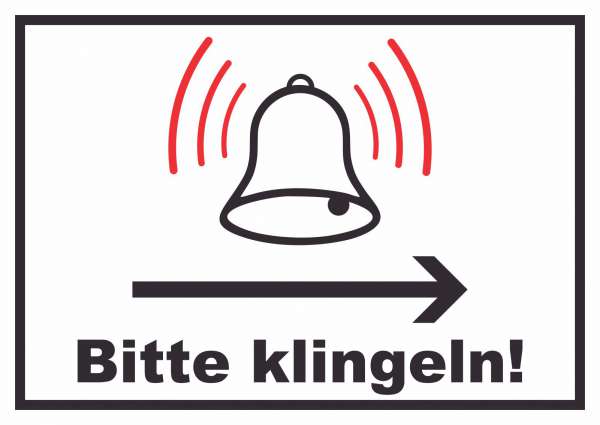 Bitte klingeln Richtungspfeil rechts Schild