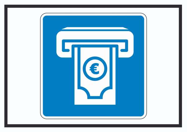Geldautomat Schild mit Symbol