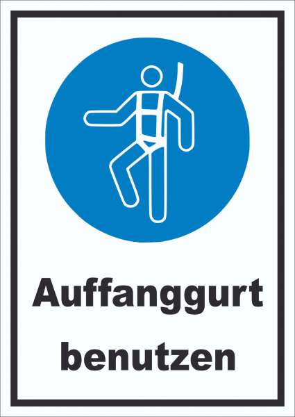 Auffanggurt benutzen Schild