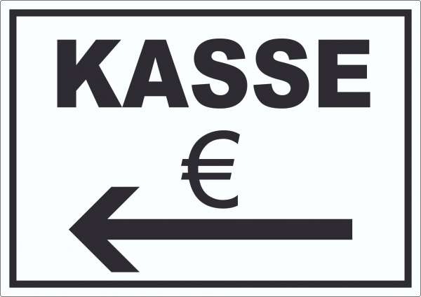 Kasse Aufkleber mit Pfeil nach links