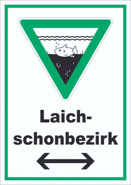 Laichschonbezirk Richtungspfeil links und rechts Schild