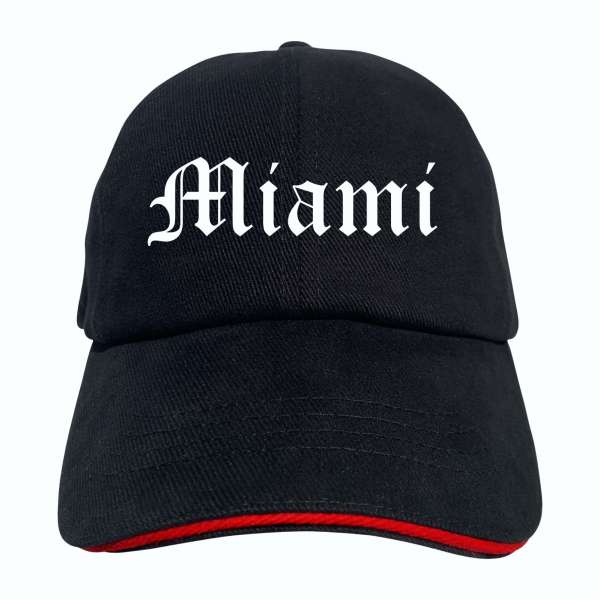 Miami Cappy - Altdeutsch bedruckt - Schirmmütze - Schwarz-Rotes Cap