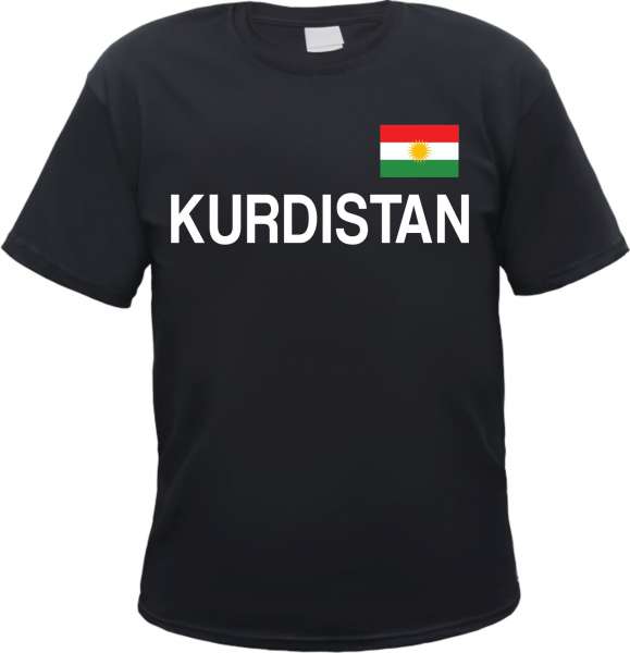 Kurdistan Herren T-Shirt - Blockschrift mit Flagge - Tee Shirt