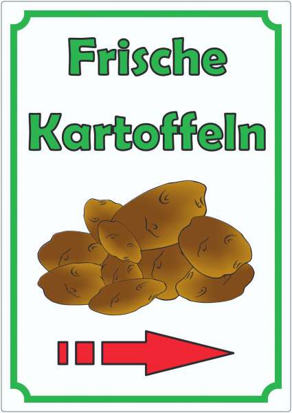 Werbeaufkleber Aufkleber Kartoffeln Hochkant mit Pfeil rechts