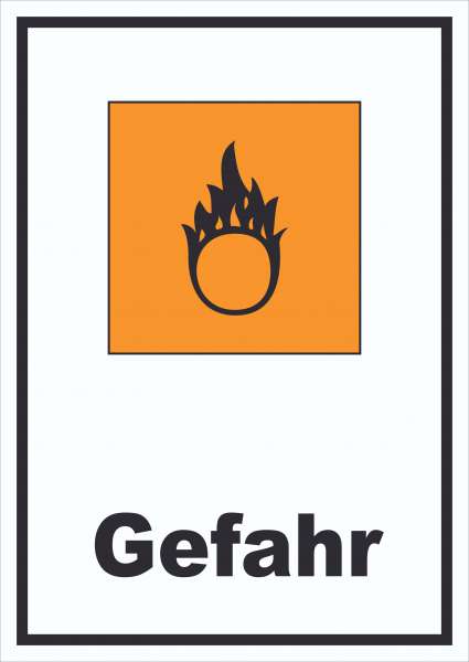 Schild Gefahrensymbol Brandfördernd Gefahr Brand hochkant