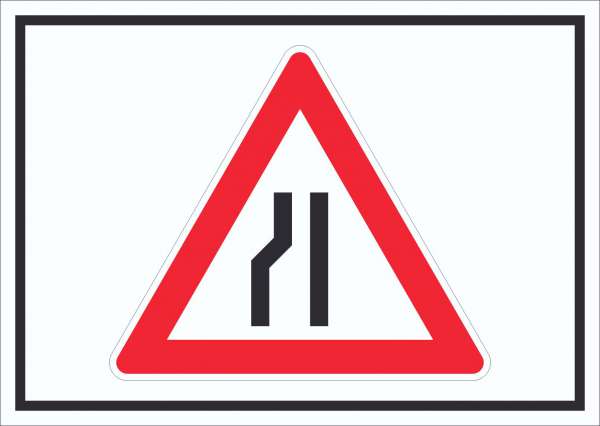 Schild Achtung Verengte Fahrbahn links Symbol