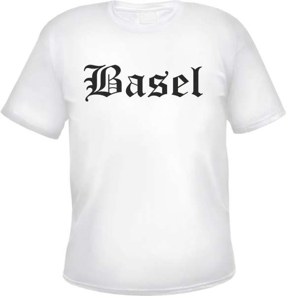 Basel Herren T-Shirt - Altdeutsch - Weißes Tee Shirt