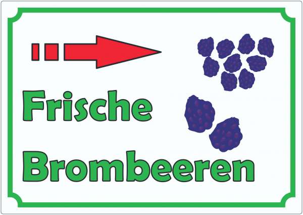 Werbeaufkleber Aufkleber Brombeeren mit Pfeil nach rechts