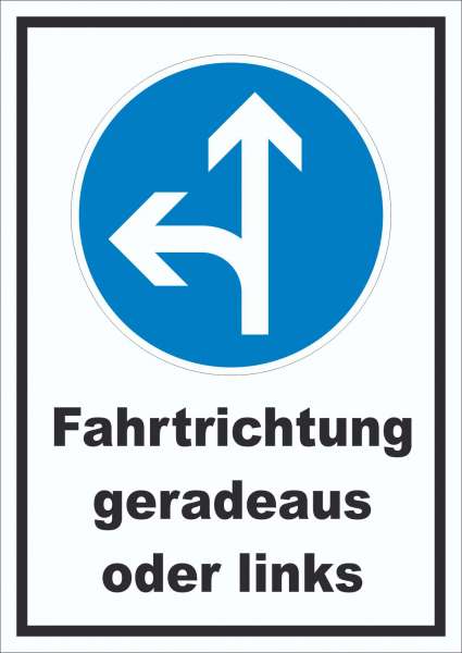 Schild Fahrtrichtung geradeaus oder links
