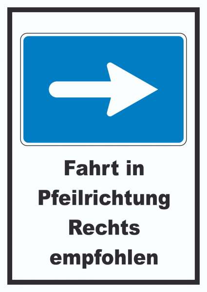 In Pfeilrichtung fahren rechts Symbol und Text