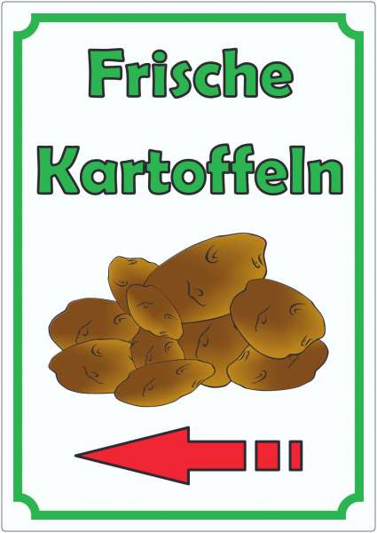 Werbeaufkleber Aufkleber Kartoffeln Hochkant mit Pfeil links