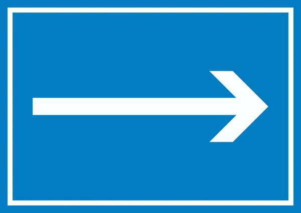 Richtungspfeil rechts Schild waagerecht weiss blau Pfeil
