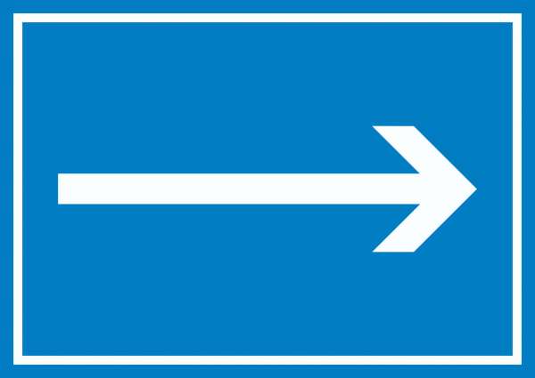 Richtungspfeil rechts Schild waagerecht weiss blau Pfeil