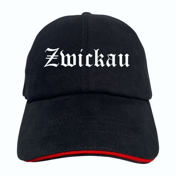 Zwickau Cappy - Altdeutsch bedruckt - Schirmmütze - Schwarz-Rotes Cap