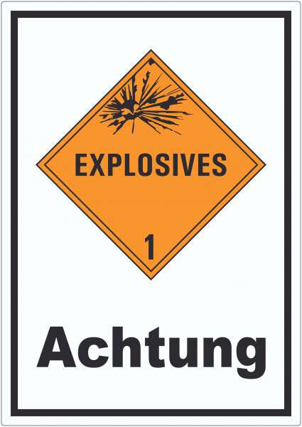 Aufkleber Explosionsgefahr Achtung Explosives