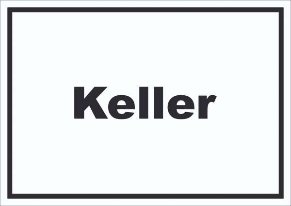 Keller Schild mit Text waagerecht