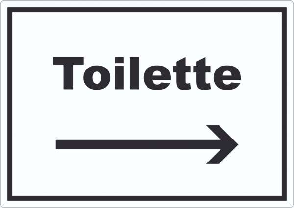 Toilette Aufkleber mit Text und Richtungspfeil rechts Klo WC waagerecht