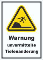 Aufkleber Warnung unvermittelte Tiefenänderung Aufkleber Warnung unvermittelte Tiefenänderung