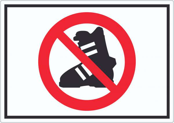 Betreten mit Skischuhen verboten Symbol Aufkleber